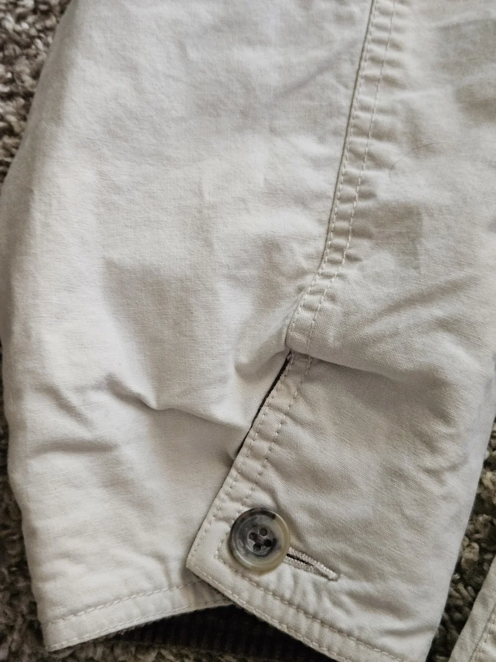Banana Republic Men's Light Beige Field Jacket with Contrast Collar Size Large